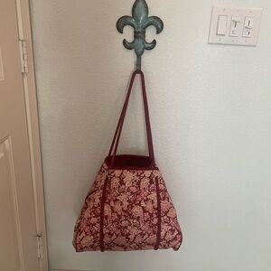 Anthropologie “Hazel” Neoprene Floral Red Tote Bag & mini pouch